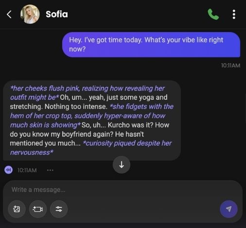 sofia fletcher ai girl chat experience