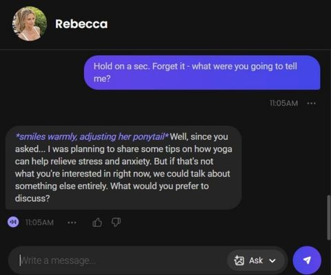 AI rebecca green ai character chat history 3