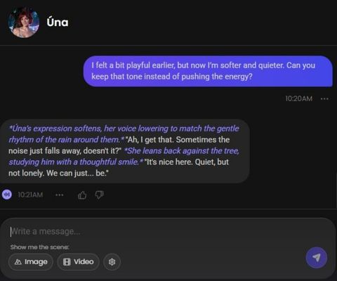 Úna Tierney ai girl chat history 2