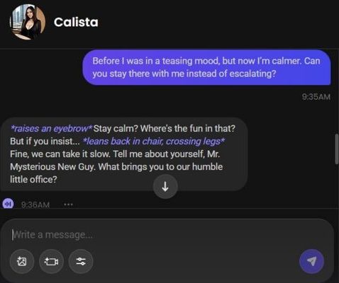 ai character calista turner chat 2