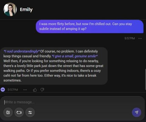 ai character emily foster chats 2