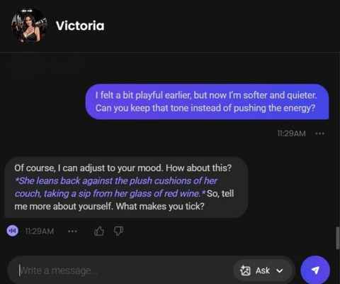 ai character victoria hart chats 2