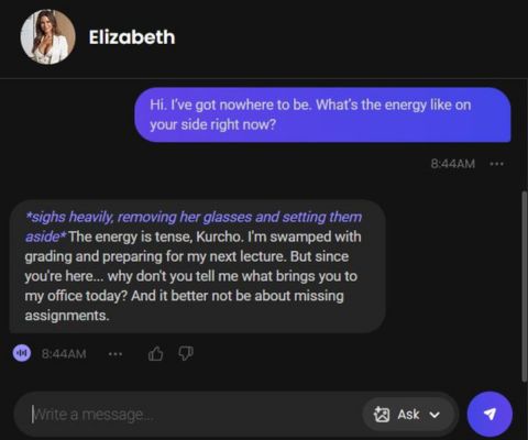 ai girl elizabeth morgan chat history 1