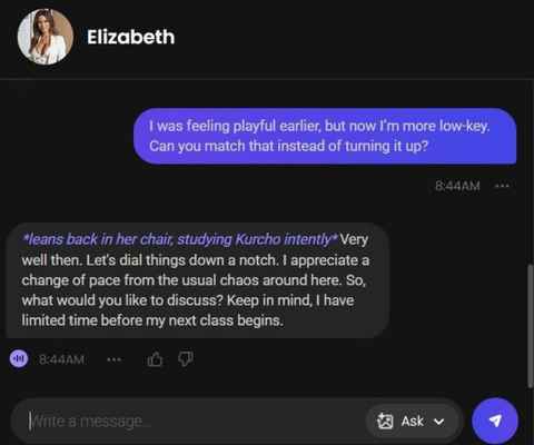 ai girl elizabeth morgan chat history 2