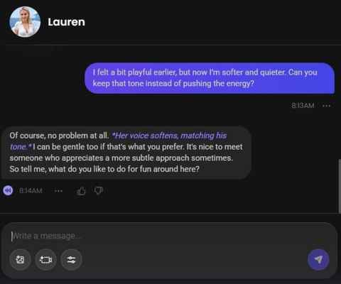 ai girl lauren sullivan chat history 2