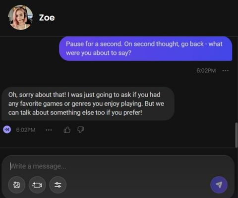 ai girl zoe harper chat history 3