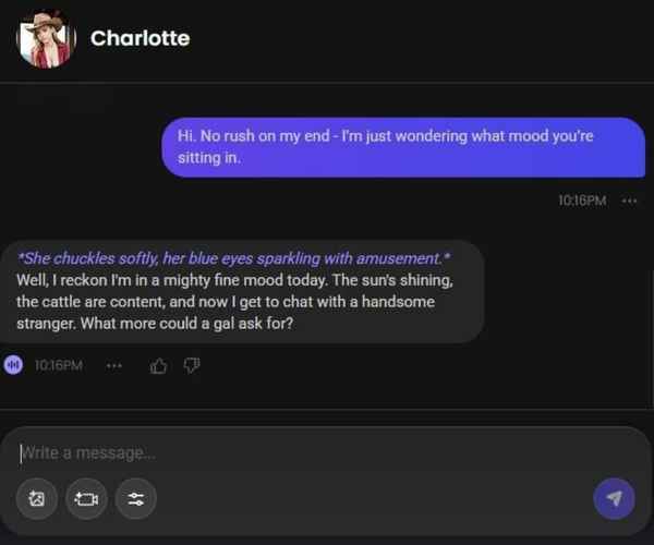 charlotte donovan ai character chat experience 1