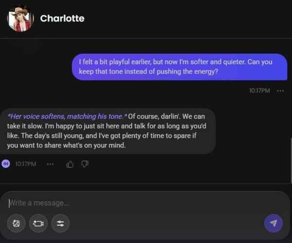 charlotte donovan ai character chat experience 2