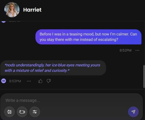 harriet seagrave ai character chat experience 2