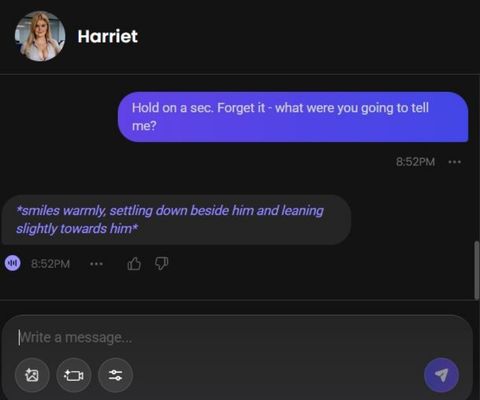harriet seagrave ai character chat experience 3