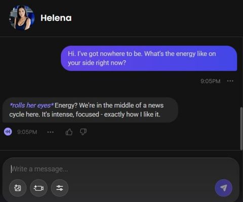 helena miller ai character chat window 1