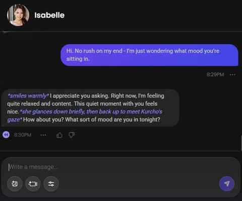 isabelle jane ai character chat history 1