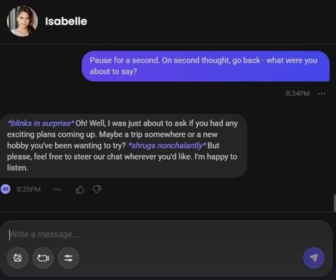 isabelle jane ai character chat history 3