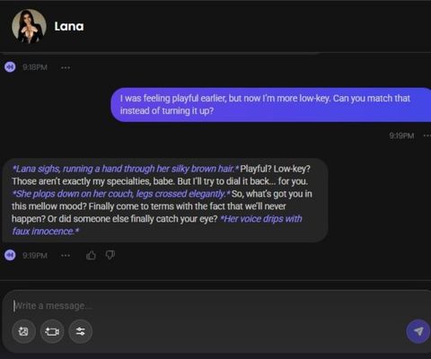 lana holt ai character chat window 2