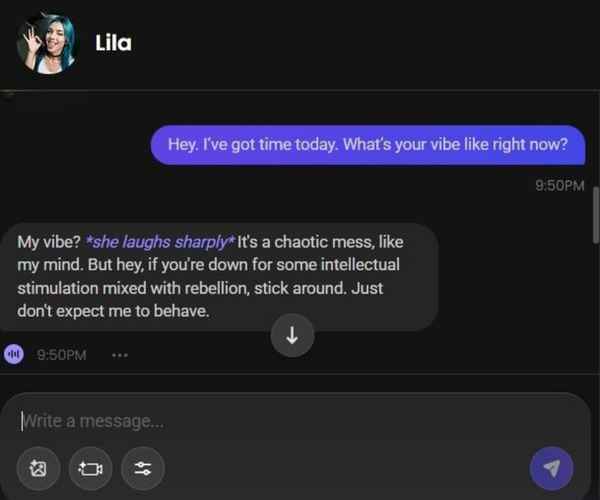 lila crazy ai girl chat history 1