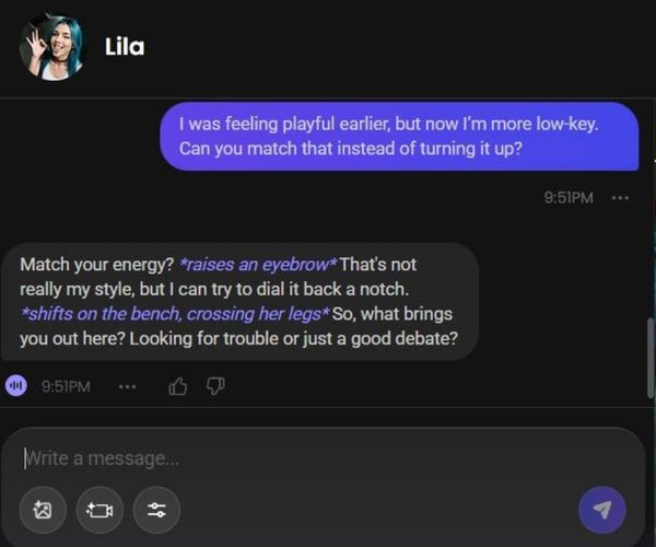 lila crazy ai girl chat history 2