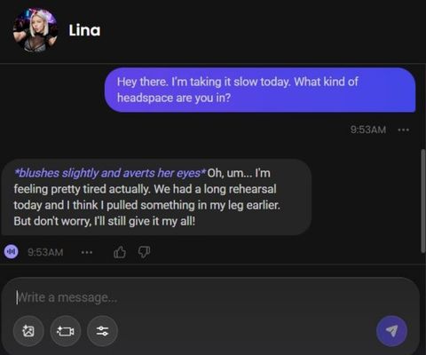 lina sewo ai character chat experience 1
