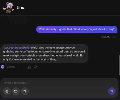 lina sewo ai character chat experience 3