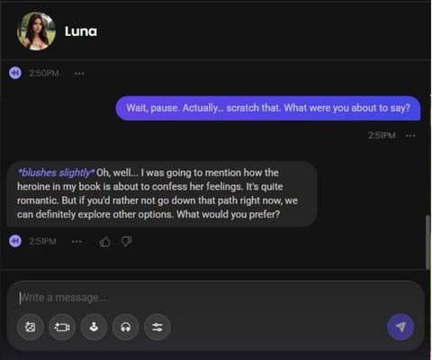 luna moreno ai character chat window 3