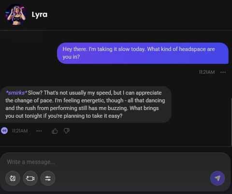 lyra fallon ai character chat window 1