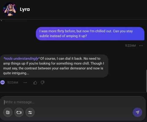 lyra fallon ai character chat window 2