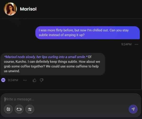 marisol vega ai girl chat window