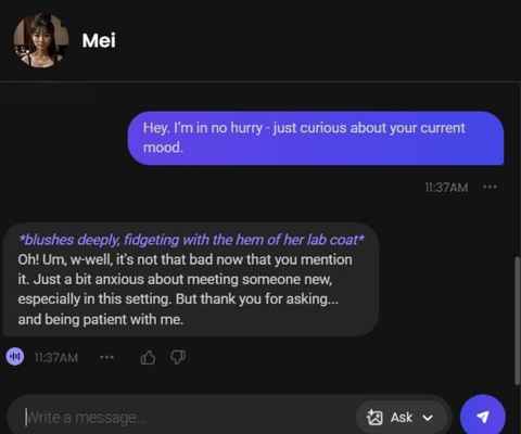 mei ishikawa ai character chat window 1
