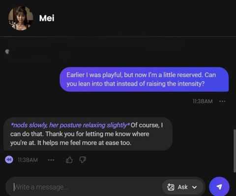 mei ishikawa ai character chat window 2