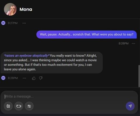 Mona Newman AI girl chat photo and video functionality review 3