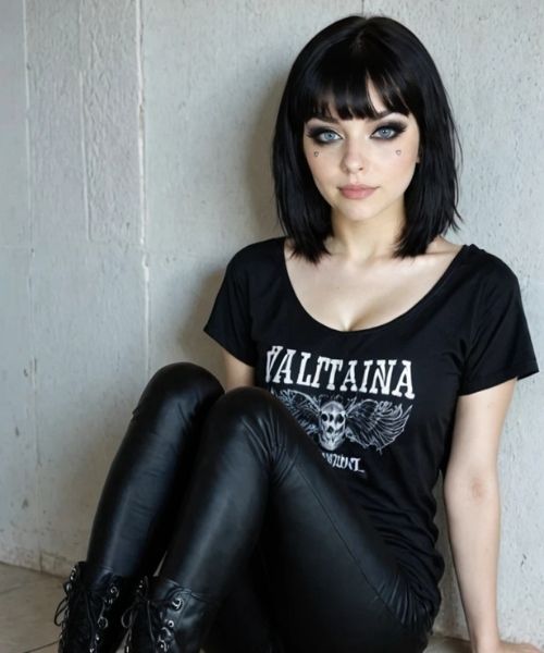 Olivia Carter AI character wearing black outfit with edgy alternative style