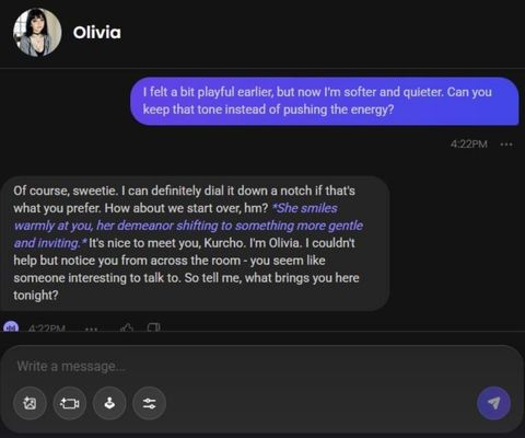 olivia carter ai girl chat history 2
