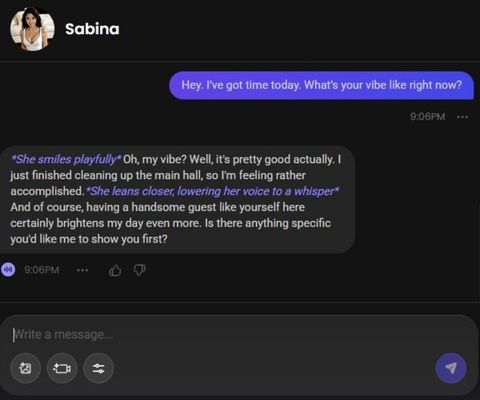 sabina morales ai character chat window 1