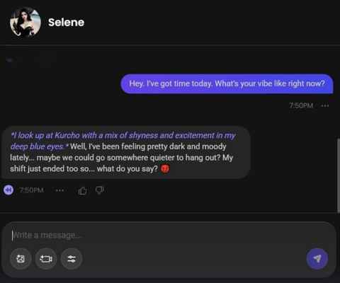 selene morrow ai character chat history 1