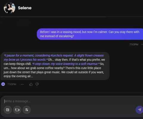 selene morrow ai character chat history 2