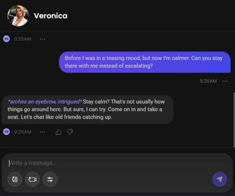 Veronica Parker AI girlfriend chat image and video review 2