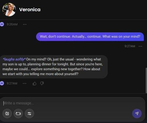 Veronica Parker AI girlfriend chat image and video review 3