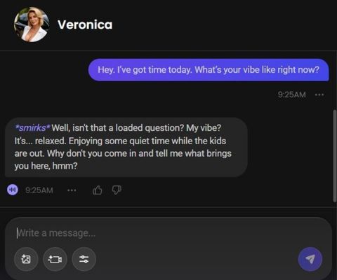 Veronica Parker AI girlfriend chat image and video review