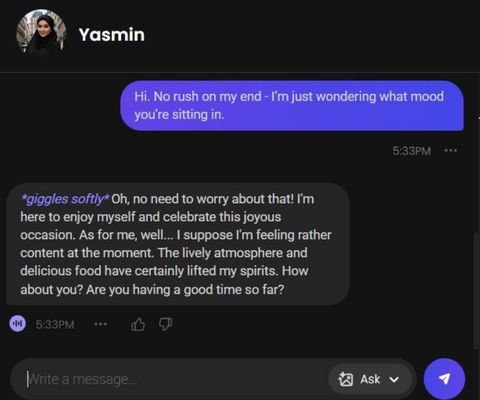 yasmin habib ai character chat experience 1