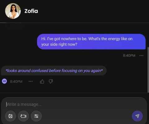 zofia szymanska ai character chat experience 1